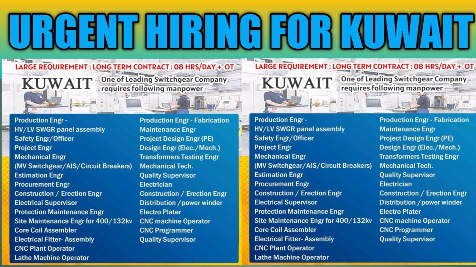 HIRING FOR ONE OF THE LEADING SWITCHGEAR COMPANY IN KUWAIT Gulf Job