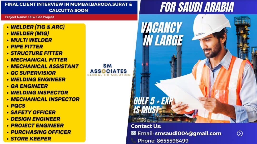 Exciting Opportunity in Saudi Arabia – Reputed Oil & Gas Project