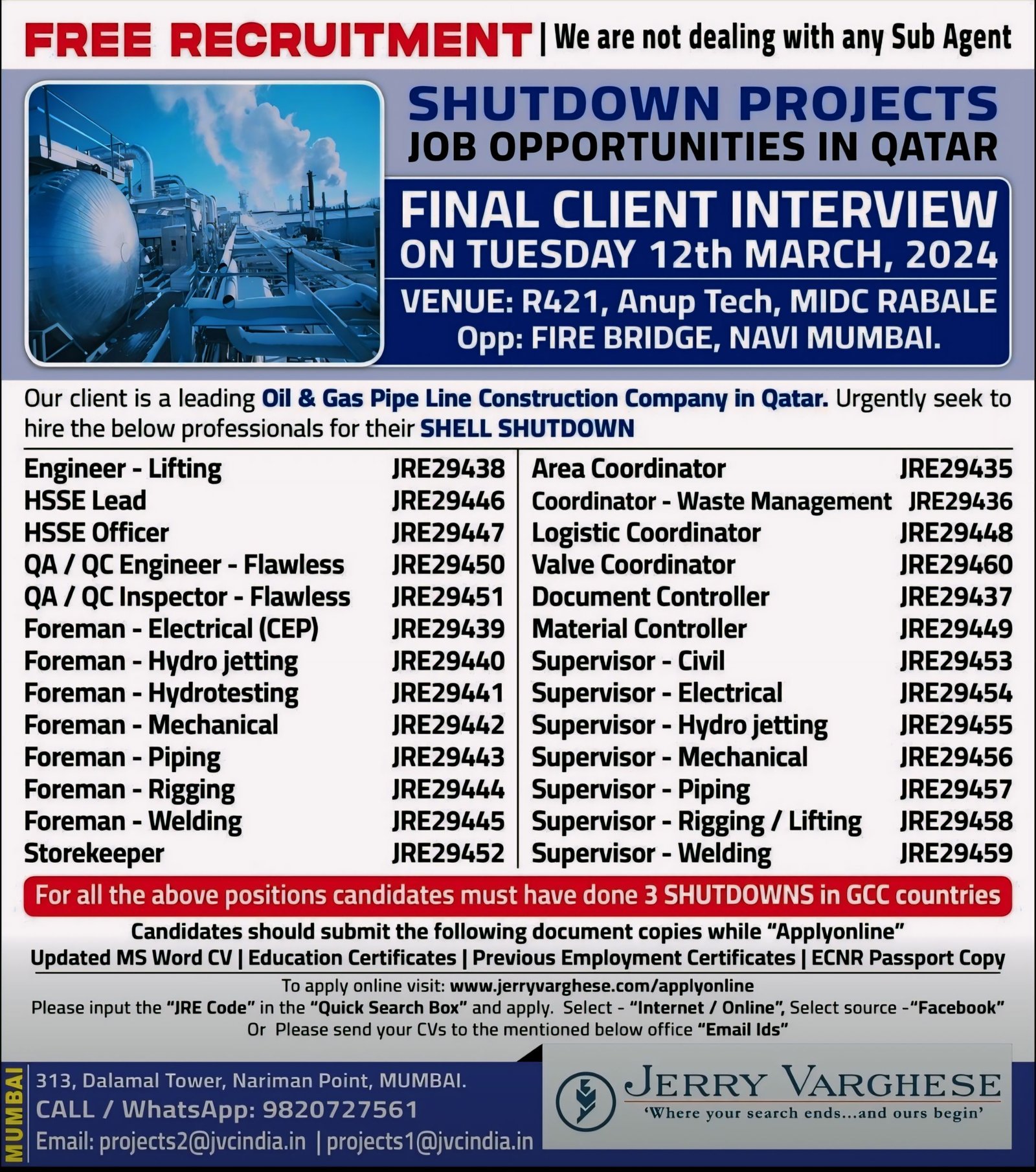 Exciting Job Opportunities in Qatar for Shutdown Projects!