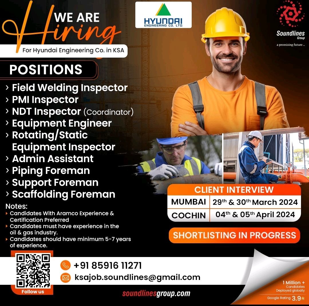 Hyundai Engineering Co. in KSA is Hiring