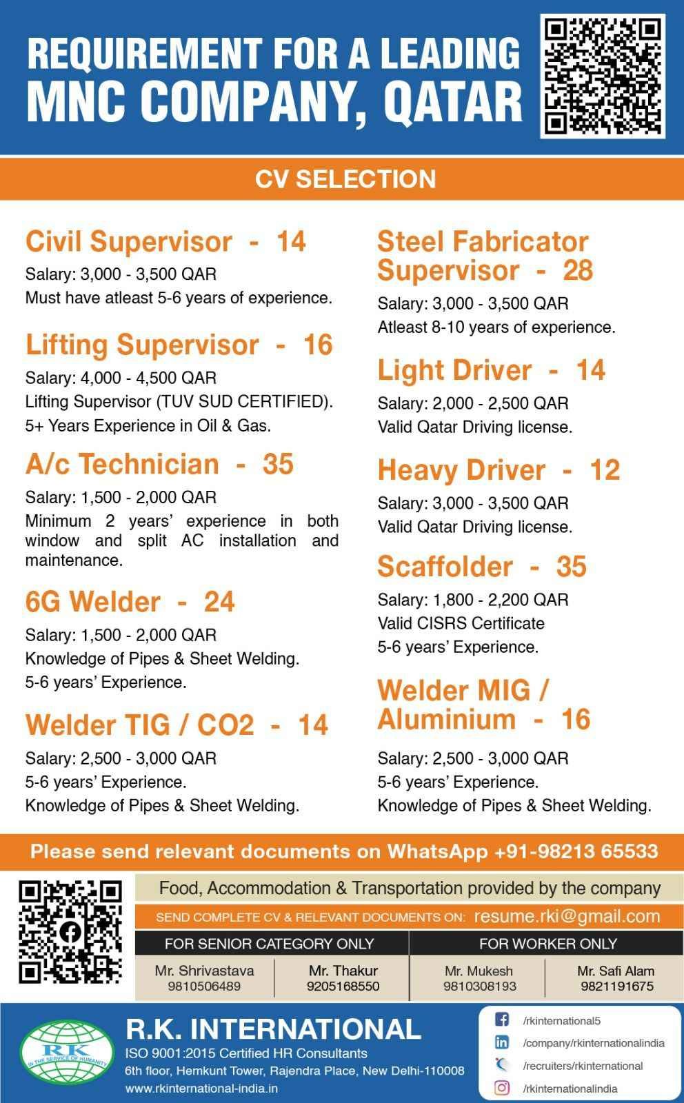 CV SELECTION Job Opportunities in Qatar: Leading MNC Hiring Across Multiple Sectors