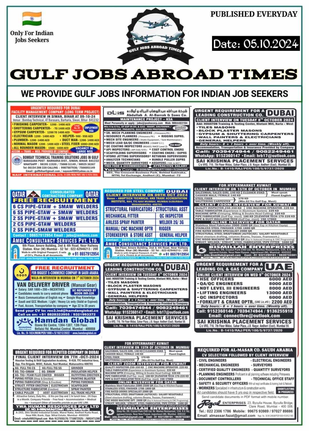 Gulf Jobs Abroad Times – Your Ultimate Gateway to Overseas Opportunities (Published on 5th October 2024)