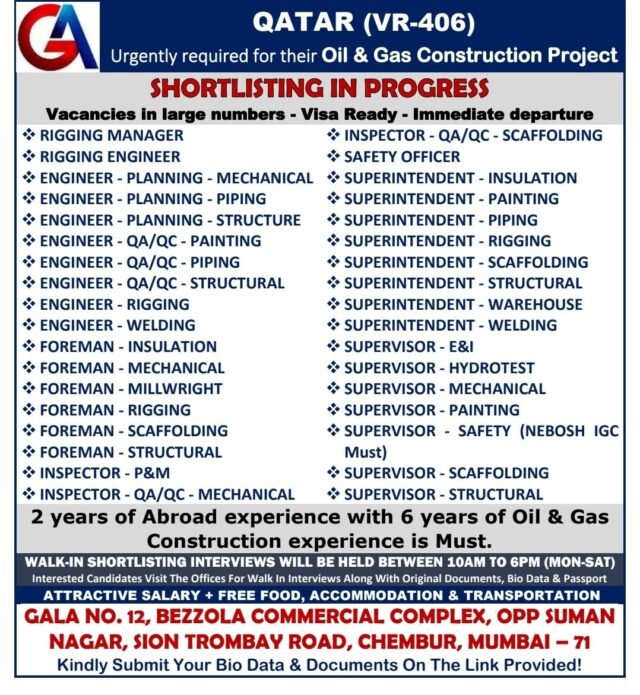 Gulf Jobs in Qatar Oil & Gas Construction Projects